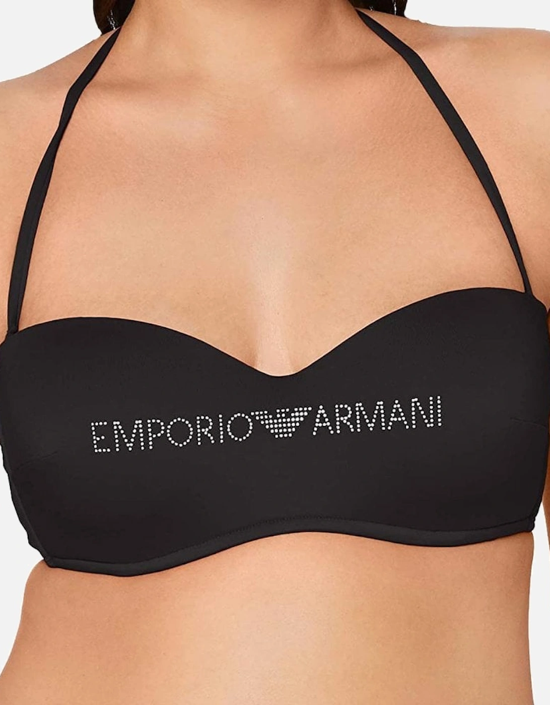 Logo Padded Bikini Top, Black