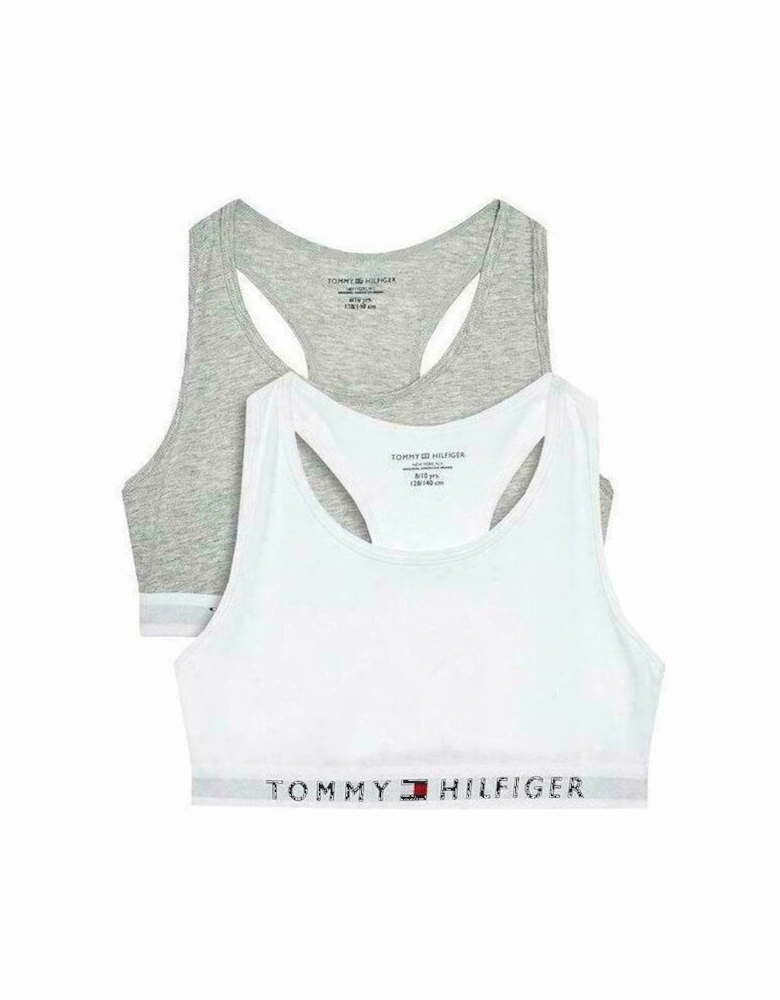 2-Pack TH Original Girls Racerback Bralettes, Grey/White