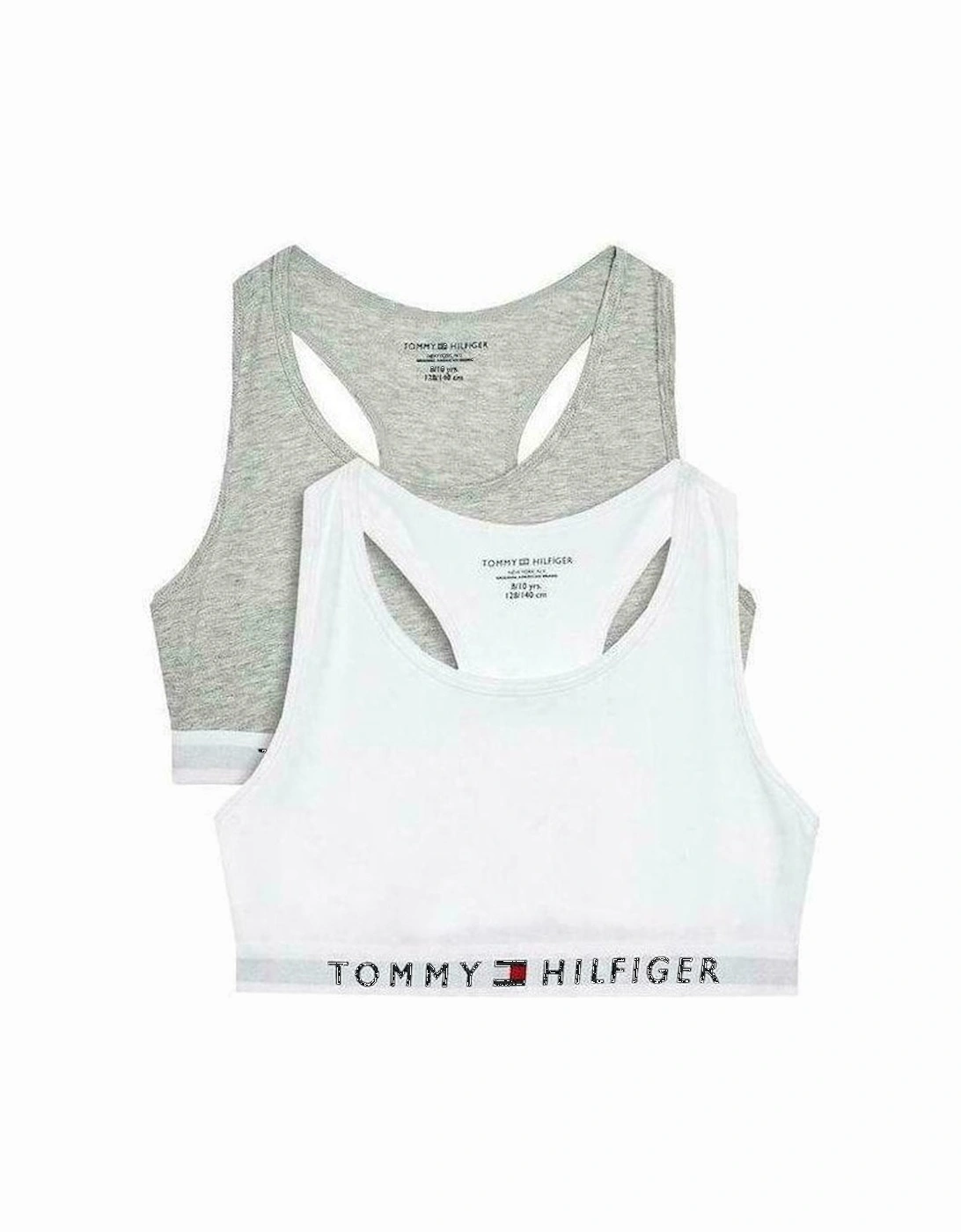 Tommy Hilfiger Girl's 2-Pack TH Original Girls Racerback Bralettes, Grey/White - Size: 12 years/13 years/14 years