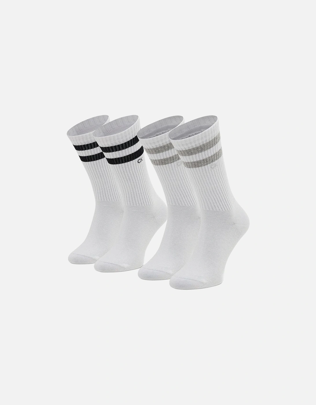 2-Pack Stripes Casual Sports Socks, White