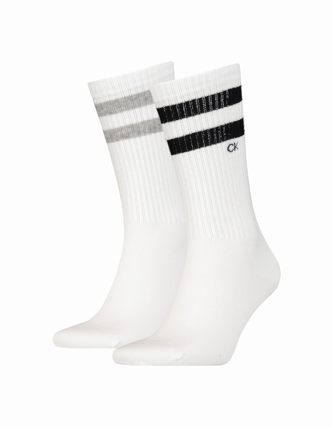 2-Pack Stripes Casual Sports Socks, White