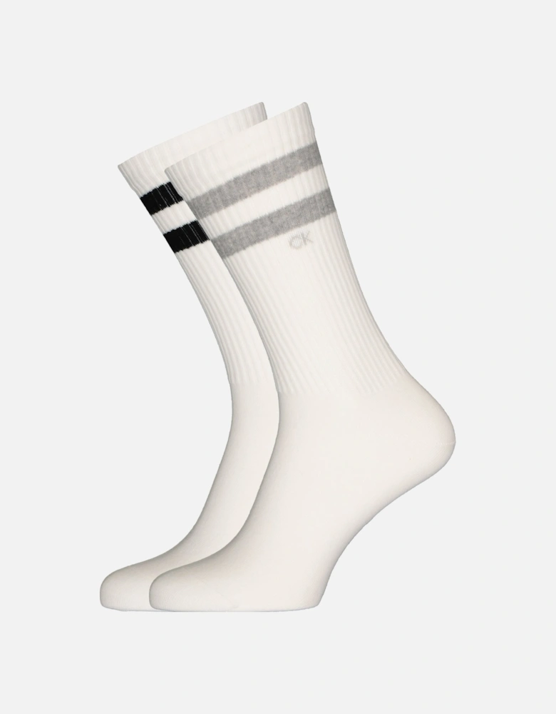 2-Pack Stripes Casual Sports Socks, White