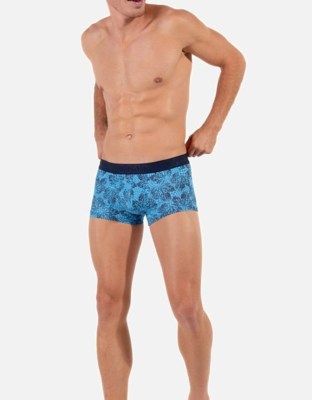 Douro Leaves Print Boxer Trunk, Blue