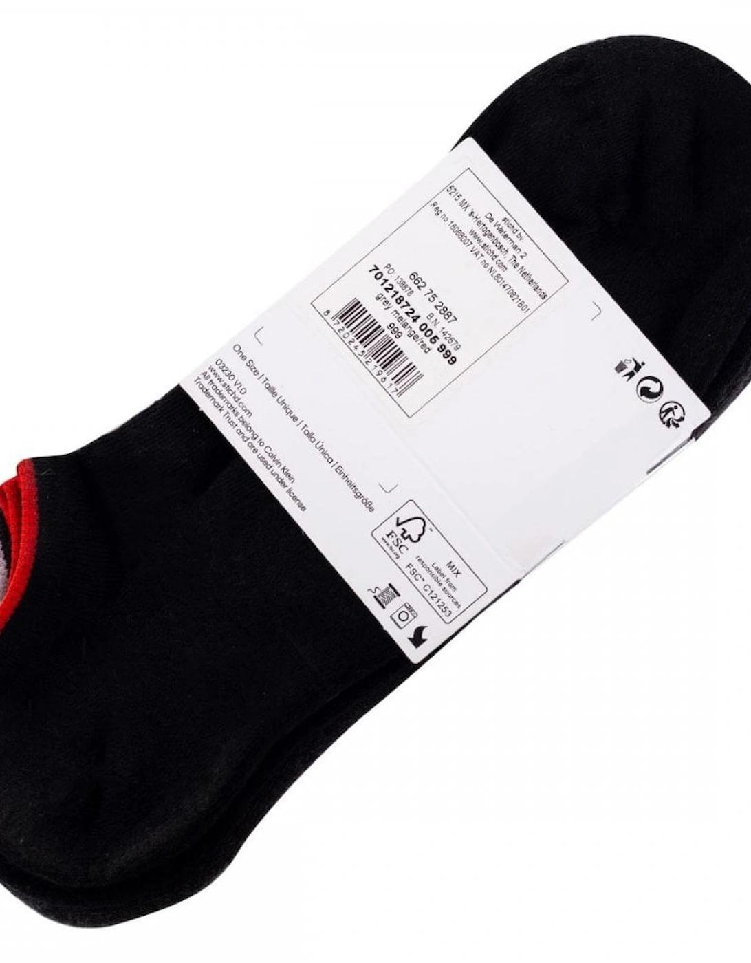 3-Pack Logo Sports Trainer Socks, Grey Melange / Red