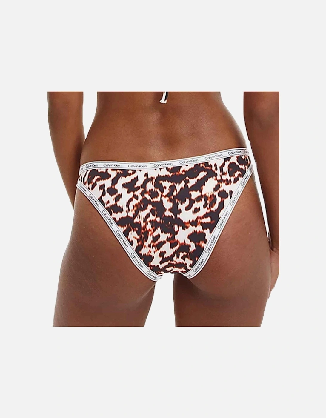 Logo Tape High Leg Cheeky Bikini Bottom, Animal