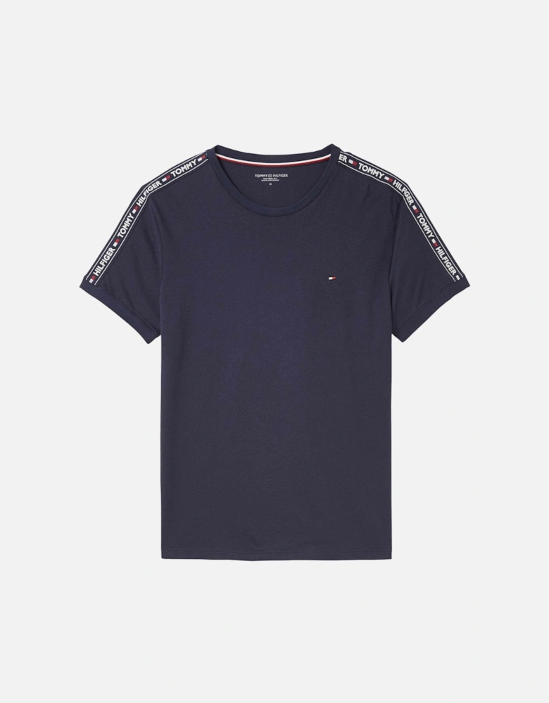 Logo Tape Crew Neck T-Shirt, Navy