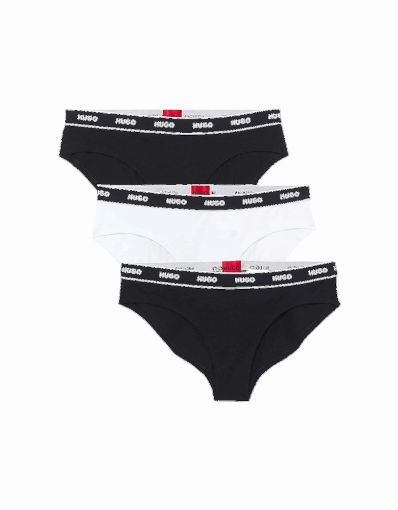 3-Pack Logo Brief, Black/White/Black