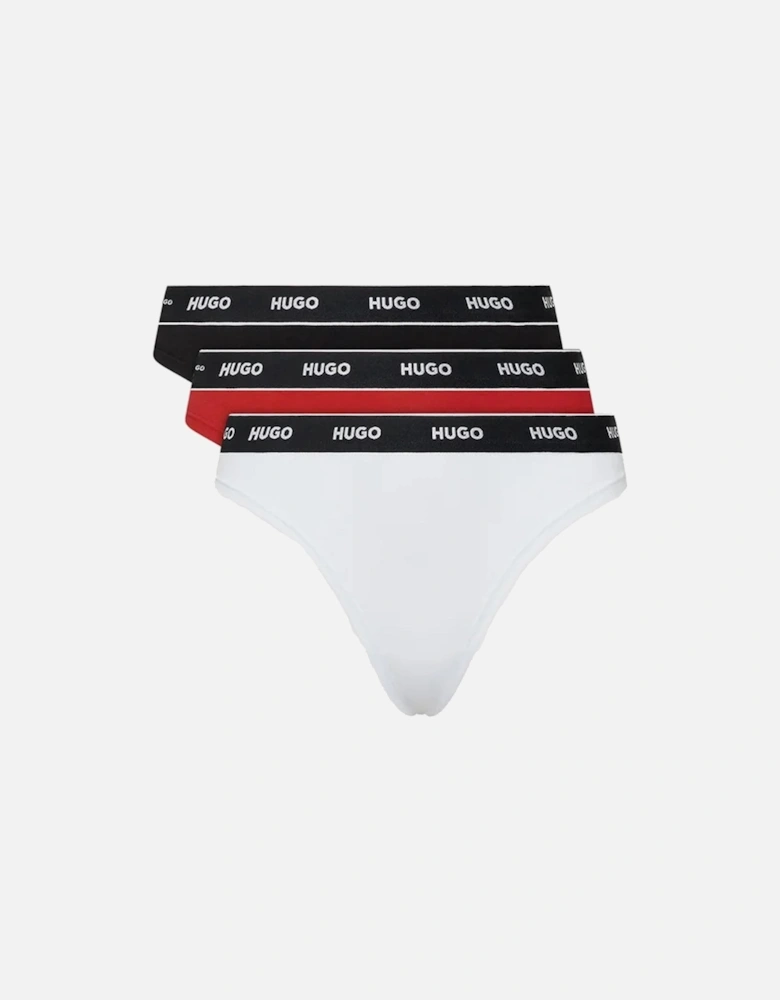 3-Pack Logo Thong, Black/Red/White