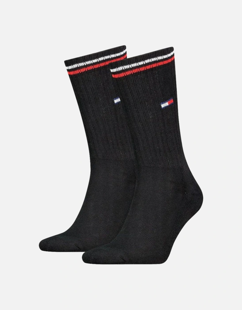 2-Pack Tommy Jeans Logo Sports Socks, Black