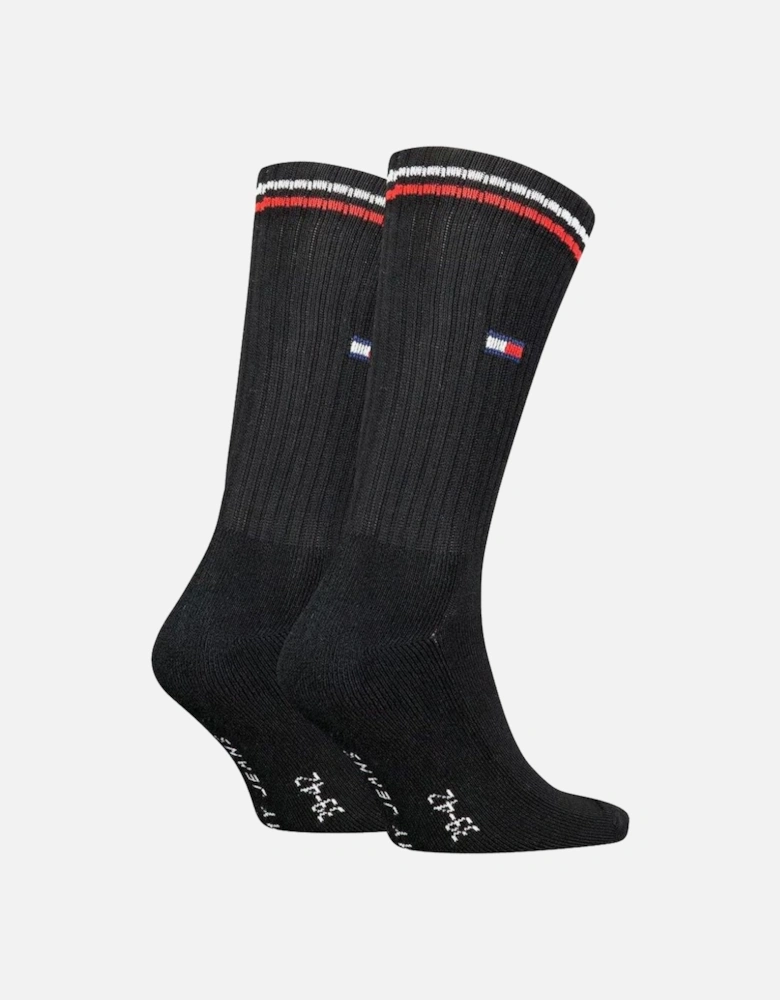 2-Pack Tommy Jeans Logo Sports Socks, Black