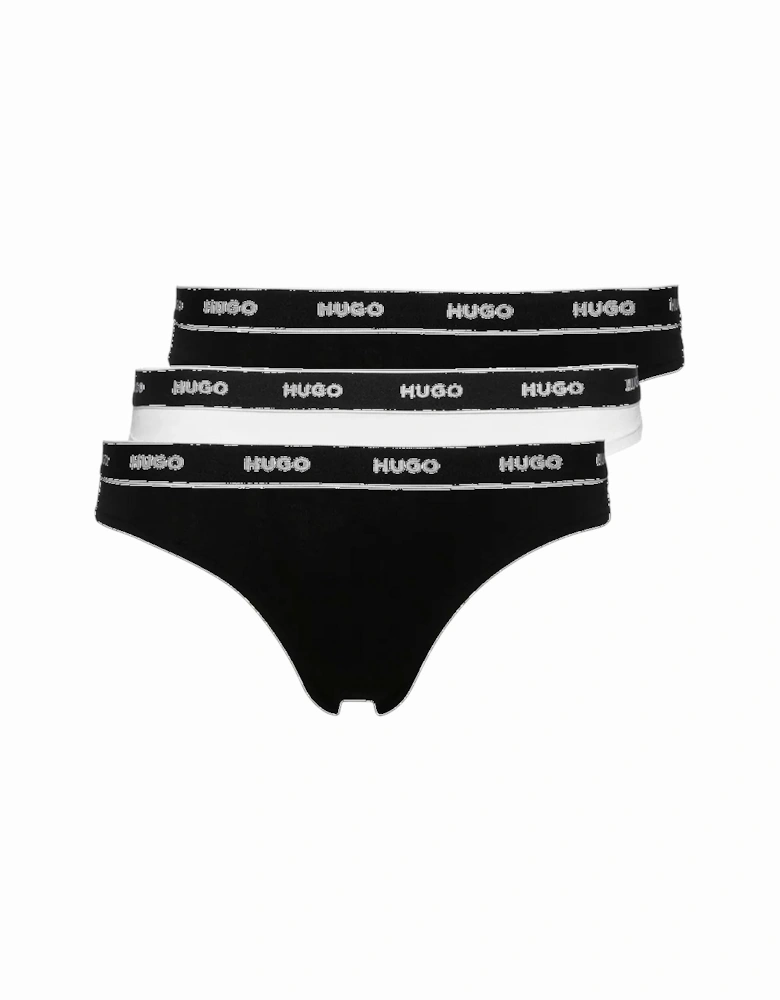 3-Pack Logo Thong, Black/White/Black