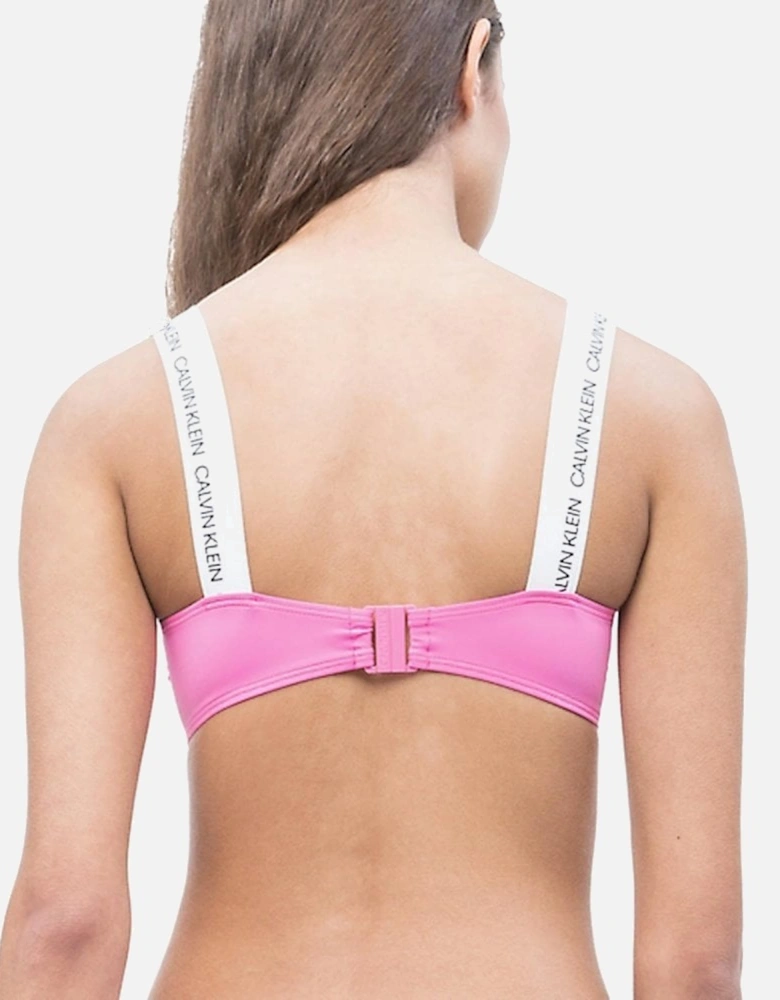 CK Logo Swimwear Bandeau Bikini Top, Phlox Pink