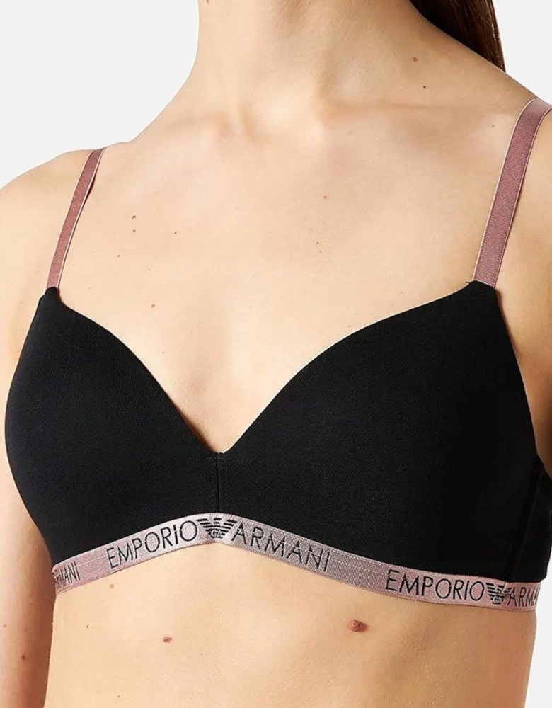 Basic Cotton Padded Triangle Bra, Black