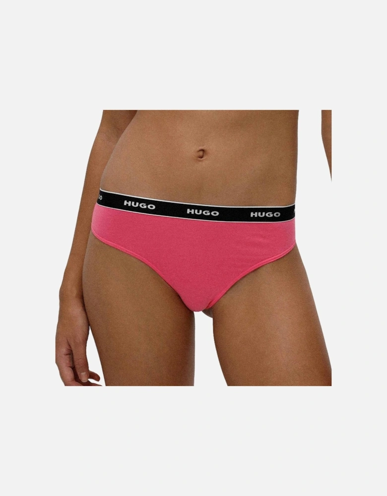 3-Pack Logo Thong, Dark Beige / Pink / Blue