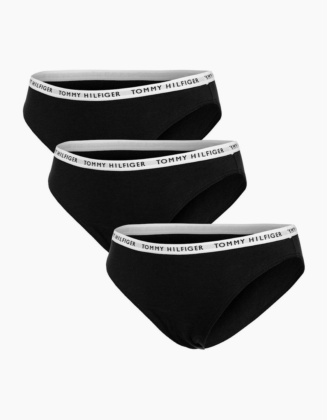 Tommy Hilfiger Women's Black/Black/Black 3-Pack Logo Waistband Bikini Briefs,  16 Xl