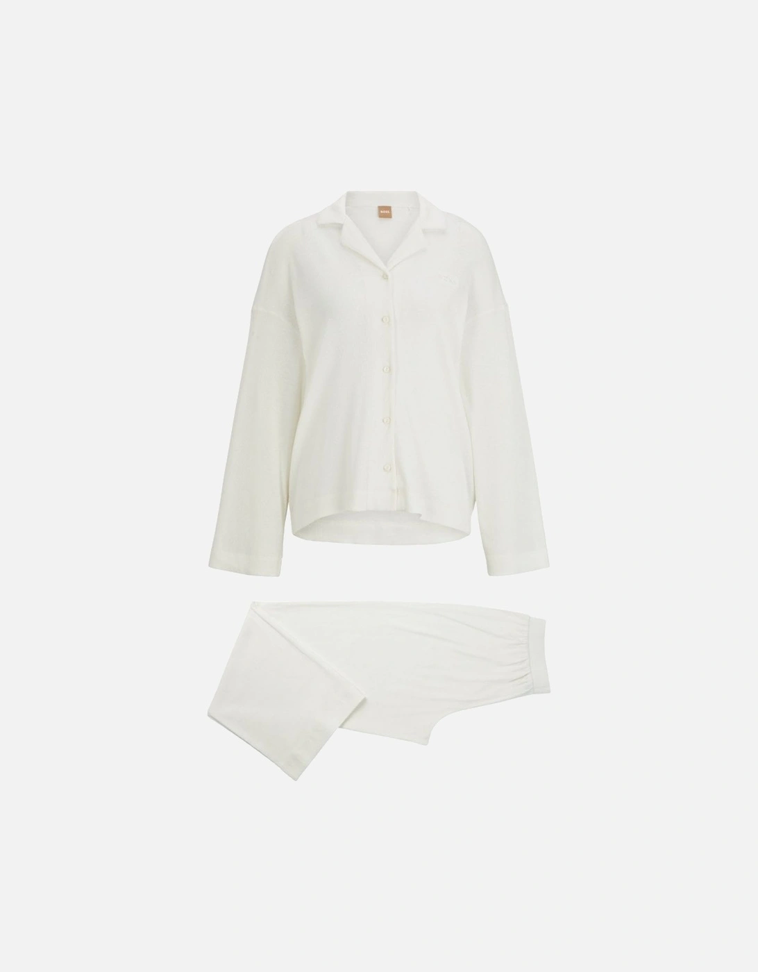 Elegant Ribbed Organic Cotton Pyjama Set, Off-White