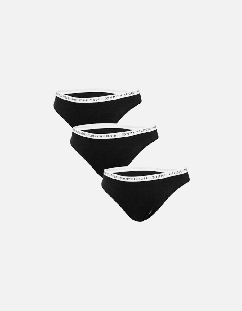 3-Pack Logo Waistband Thongs, Black