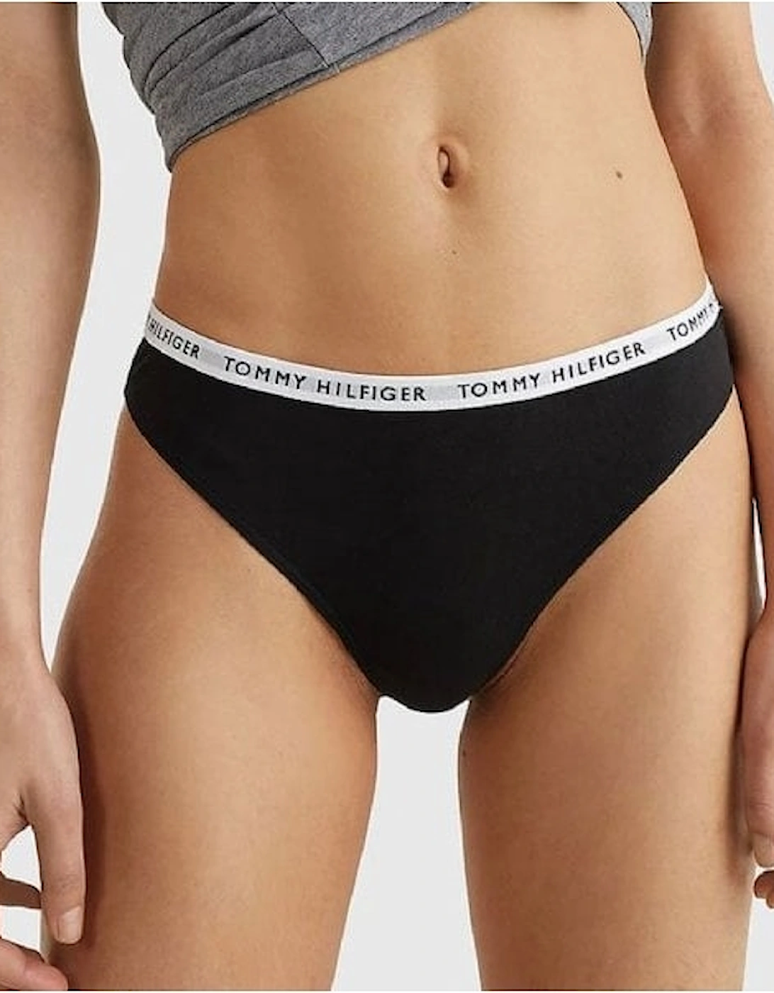 3-Pack Logo Waistband Thongs, Black