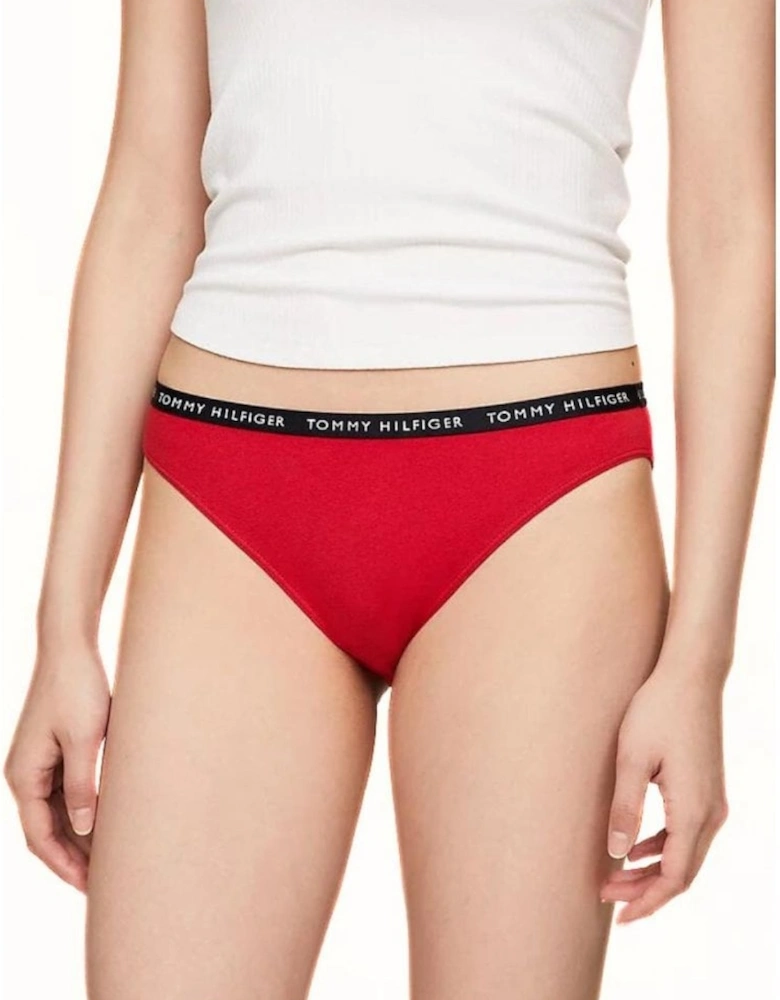 3-Pack Logo Waistband Bikini Briefs, Red/White/Navy