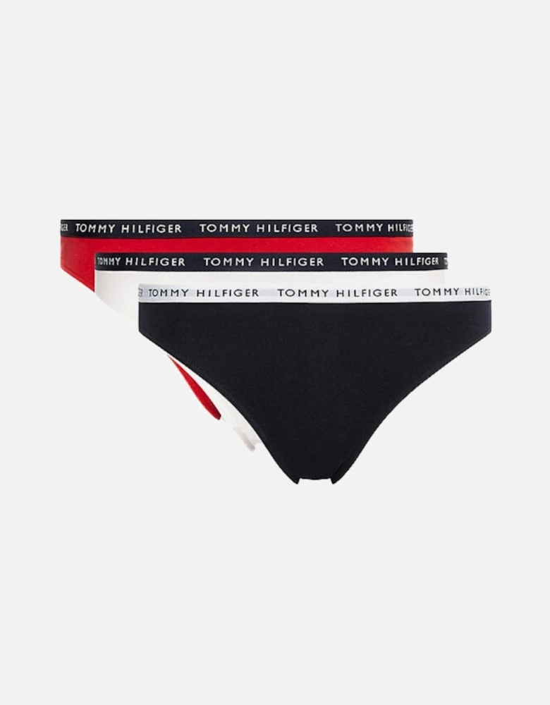 3-Pack Logo Waistband Bikini Briefs, Red/White/Navy