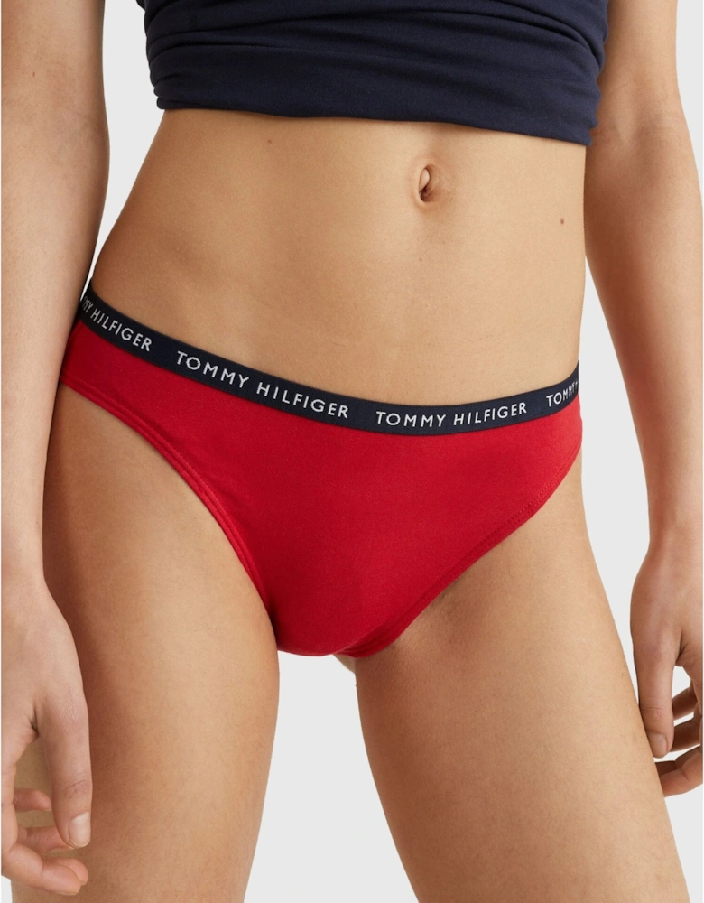 3-Pack Logo Waistband Bikini Briefs, Red/White/Navy