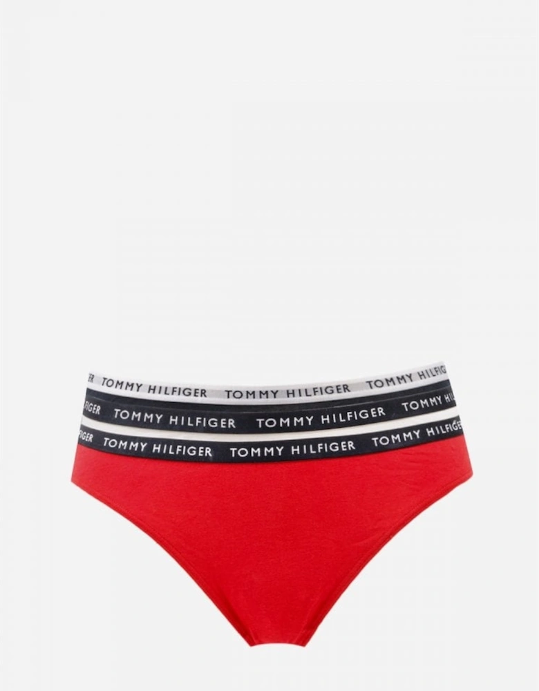 3-Pack Logo Waistband Bikini Briefs, Red/White/Navy