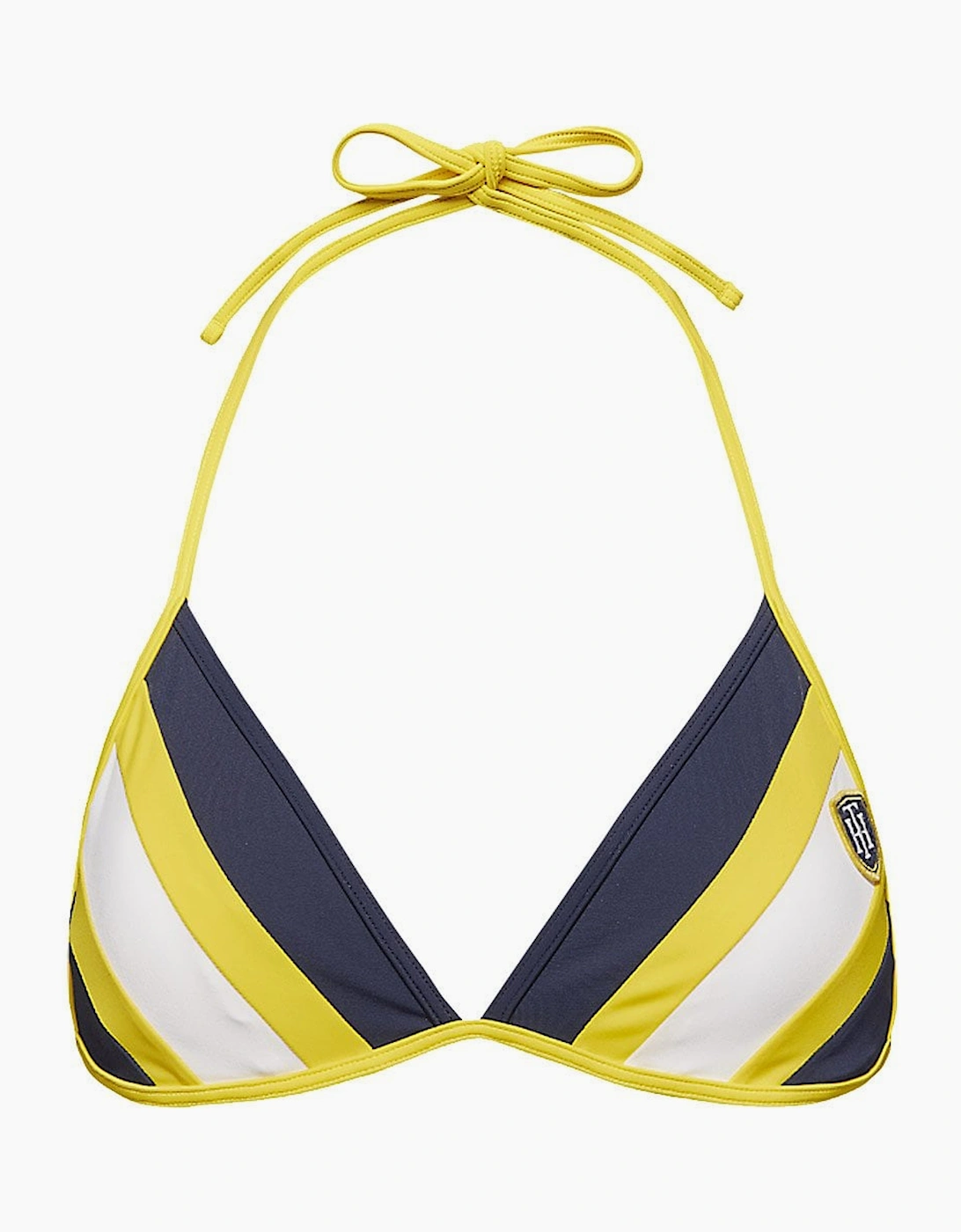 Tommy Hilfiger Women's Halterneck Triangle Stripe Bikini Top, Navy Blazer - Size: M