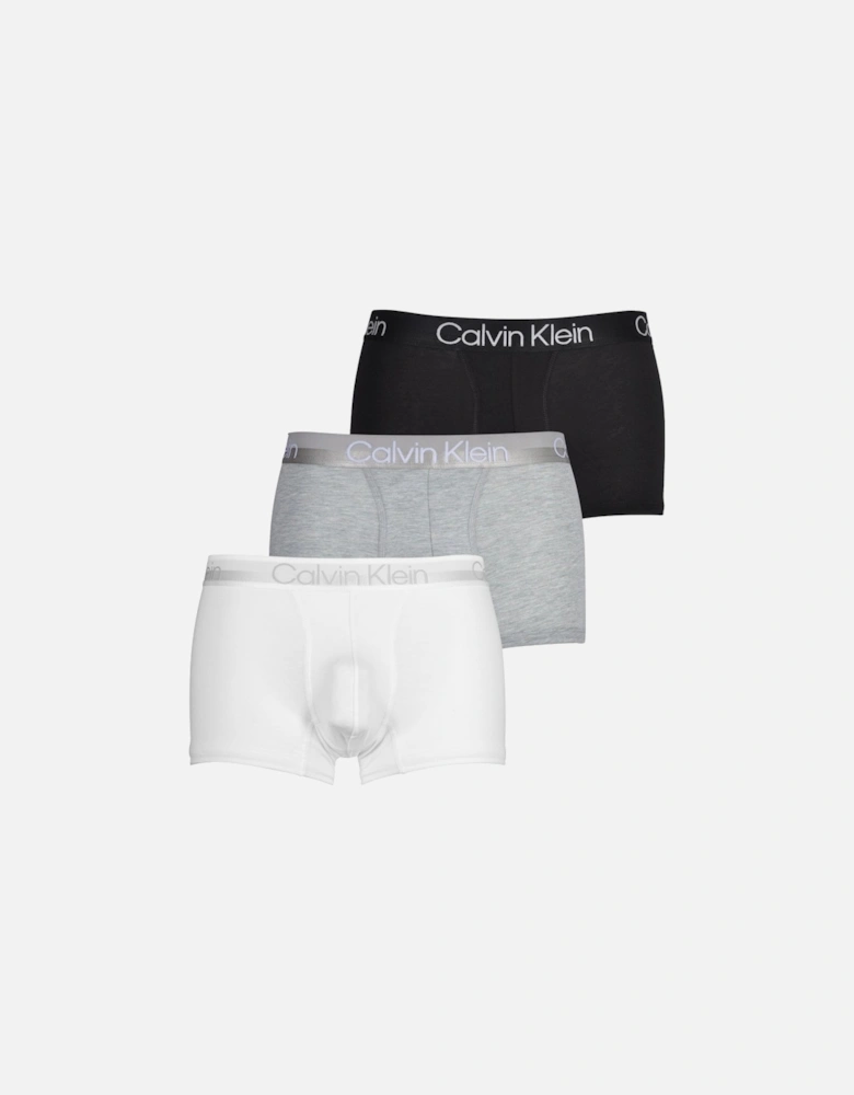 Modern Structure 3 Pack Boxer Trunks, Black/Grey Heather/White