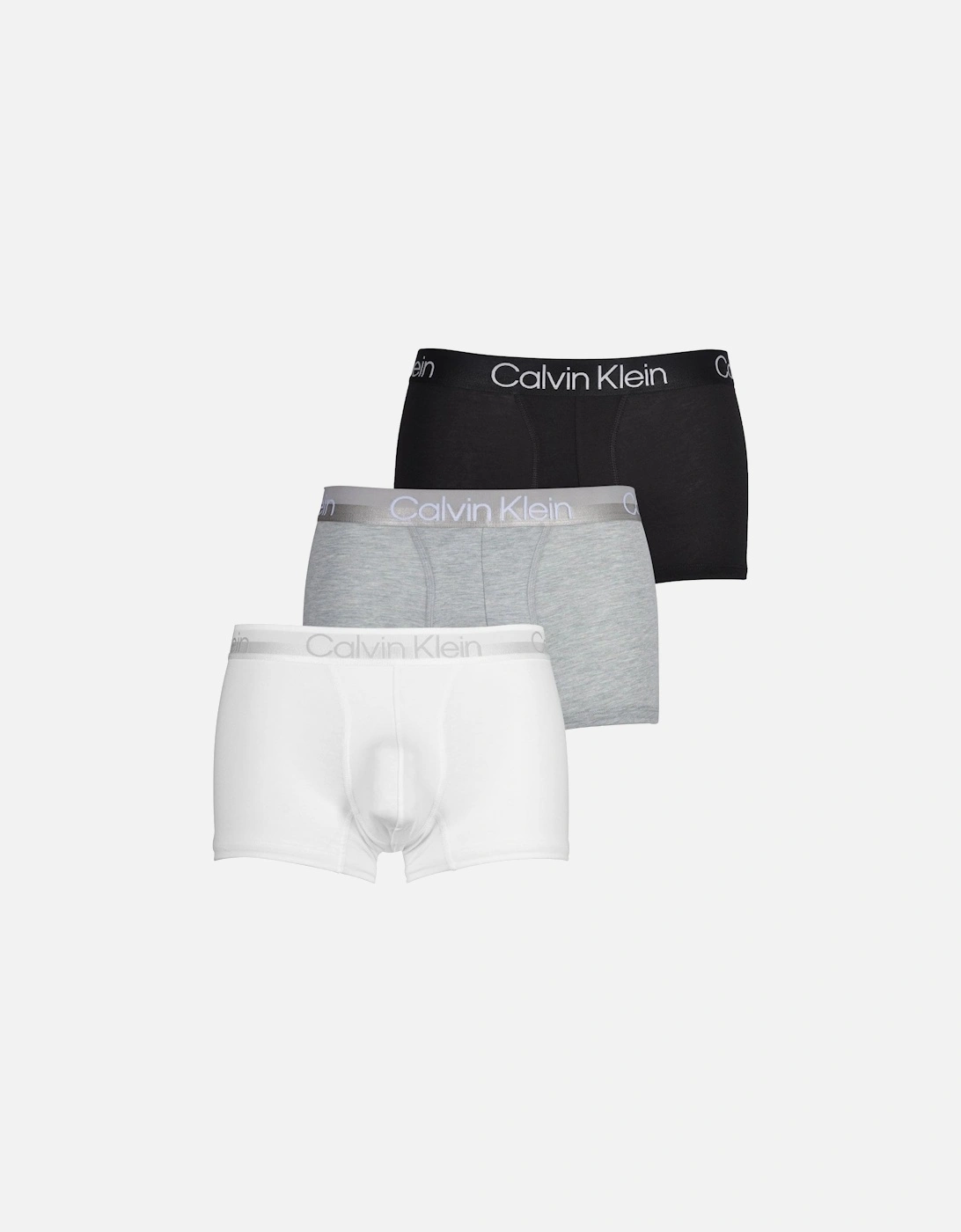 Modern Structure 3 Pack Boxer Trunks, Black/Grey Heather/White