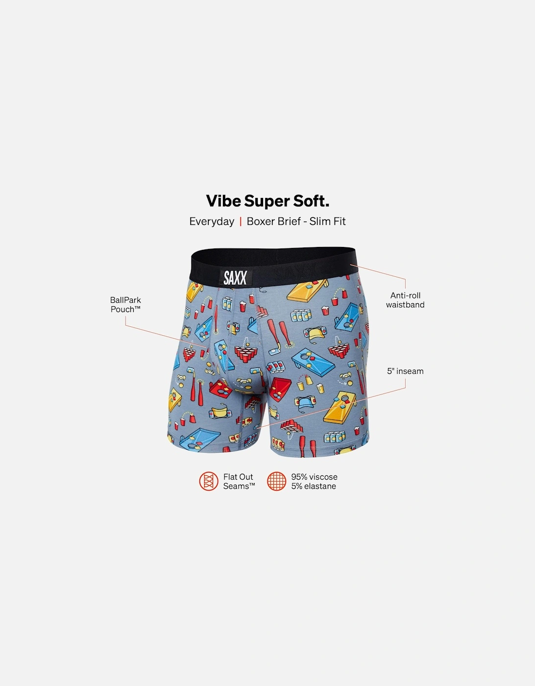 Vibe Super Soft Boxer Brief, Beer Olympics Grey