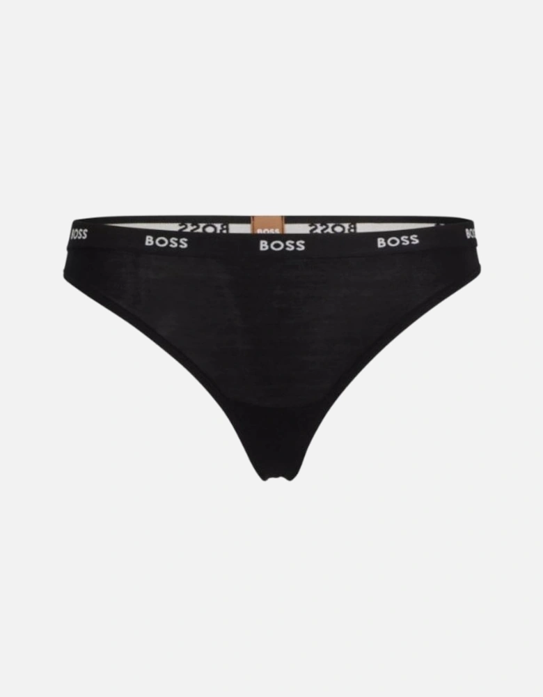 Logo Waistband Thong, Black