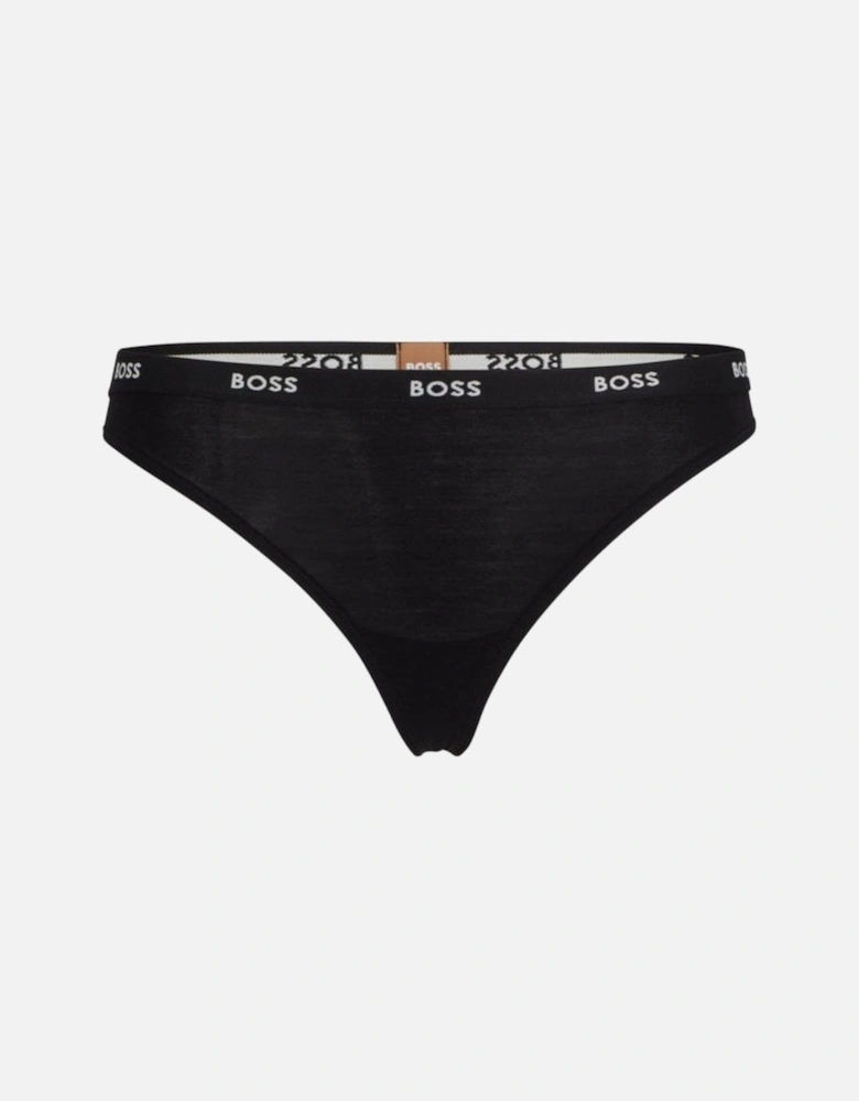 Logo Waistband Thong, Black