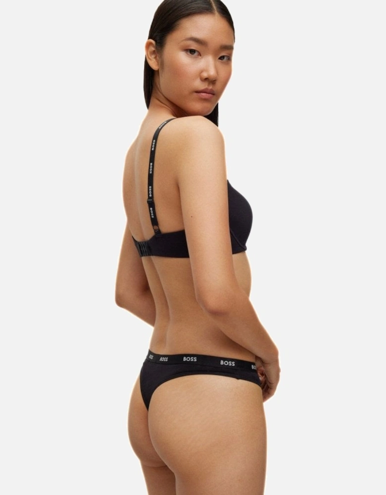 Logo Waistband Thong, Black