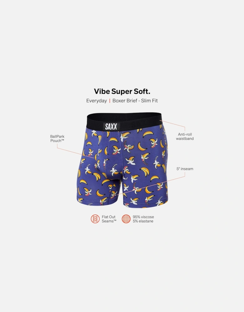 Vibe Super Soft Boxer Brief, Rainbow Bananas Navy