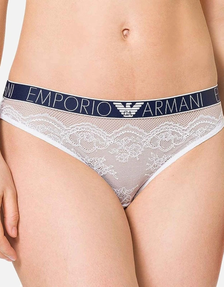 Logoband Lace Brief, White