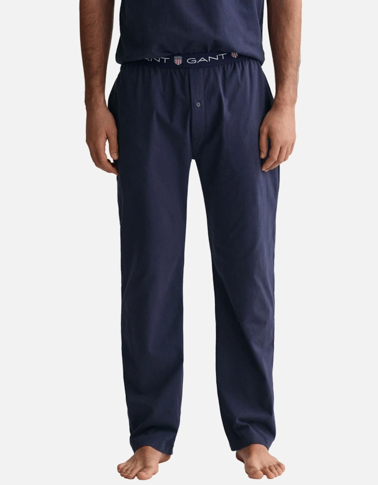 Shield Logo Waistband Jersey Pyjama Bottoms, Navy