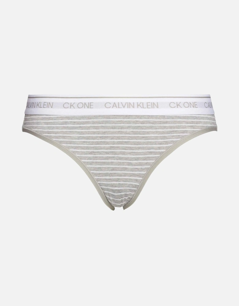 CK One Cotton Modal Blend Bikini Brief, Cozy Stripe/Medium Grey Heather