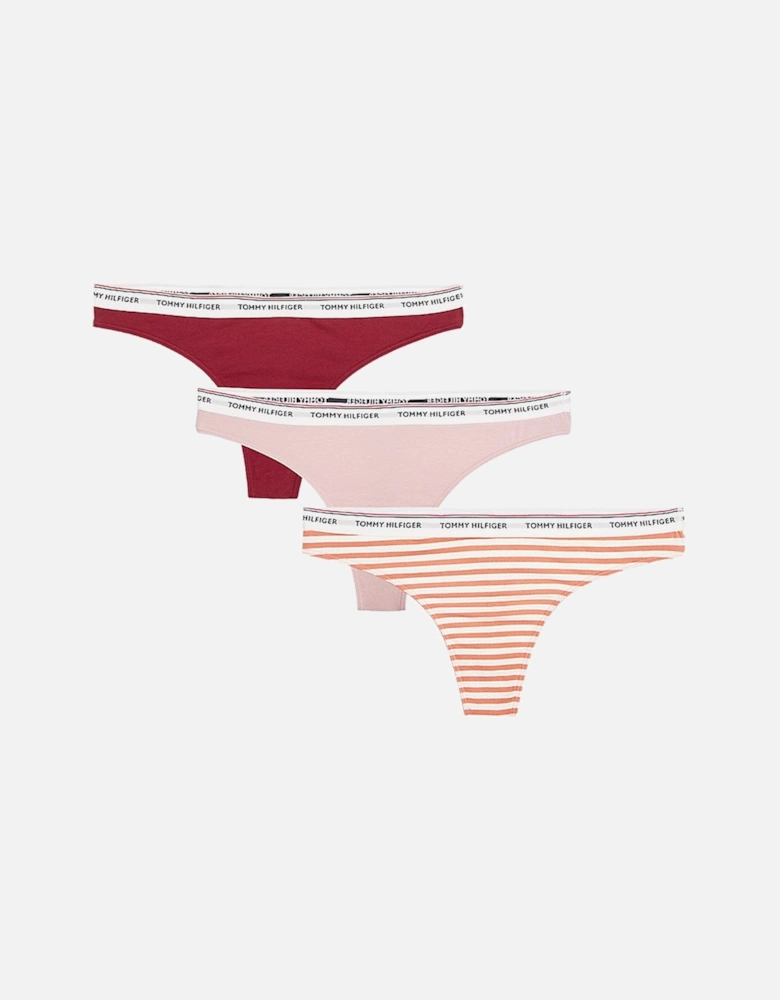 Essentials 3-Pack Thong, Apricot Brandy / Zephyr / Biking Red