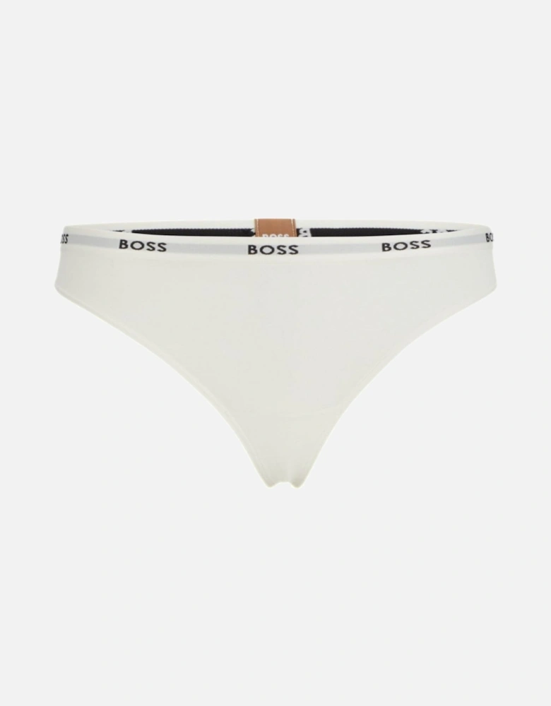 Logo Waistband Thong, White