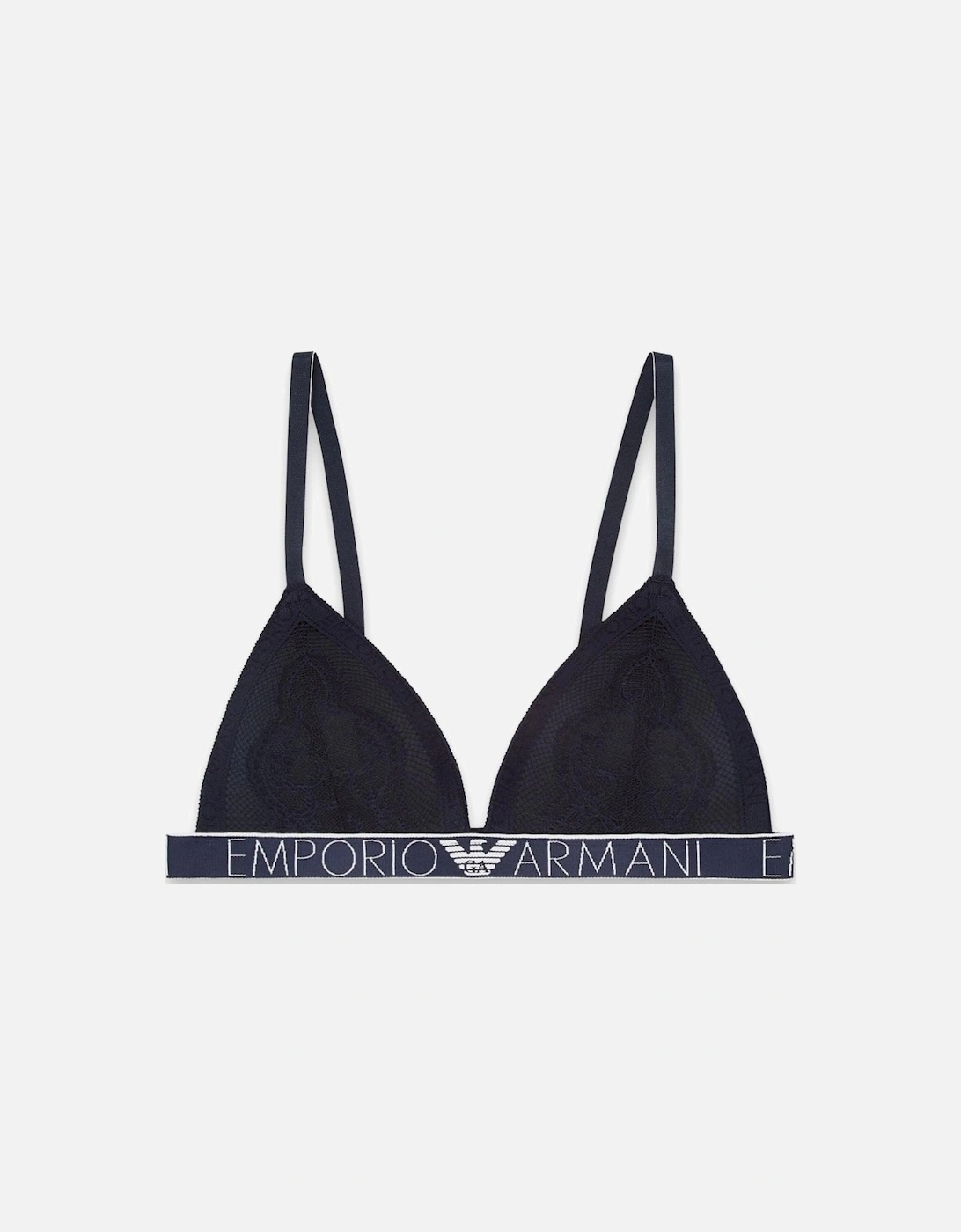 Emporio Armani Women's Logoband Lace Padded Triangle Bra, Marine - Black - Size: M