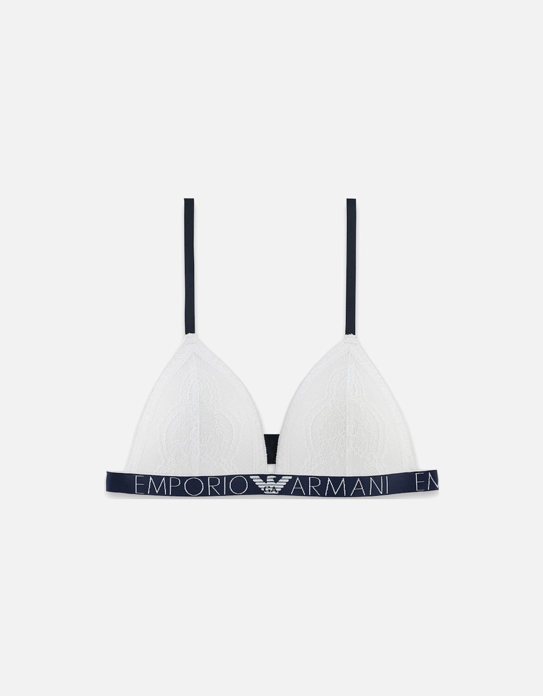 Emporio Armani Women's Logoband Lace Padded Triangle Bra, White - Size: L
