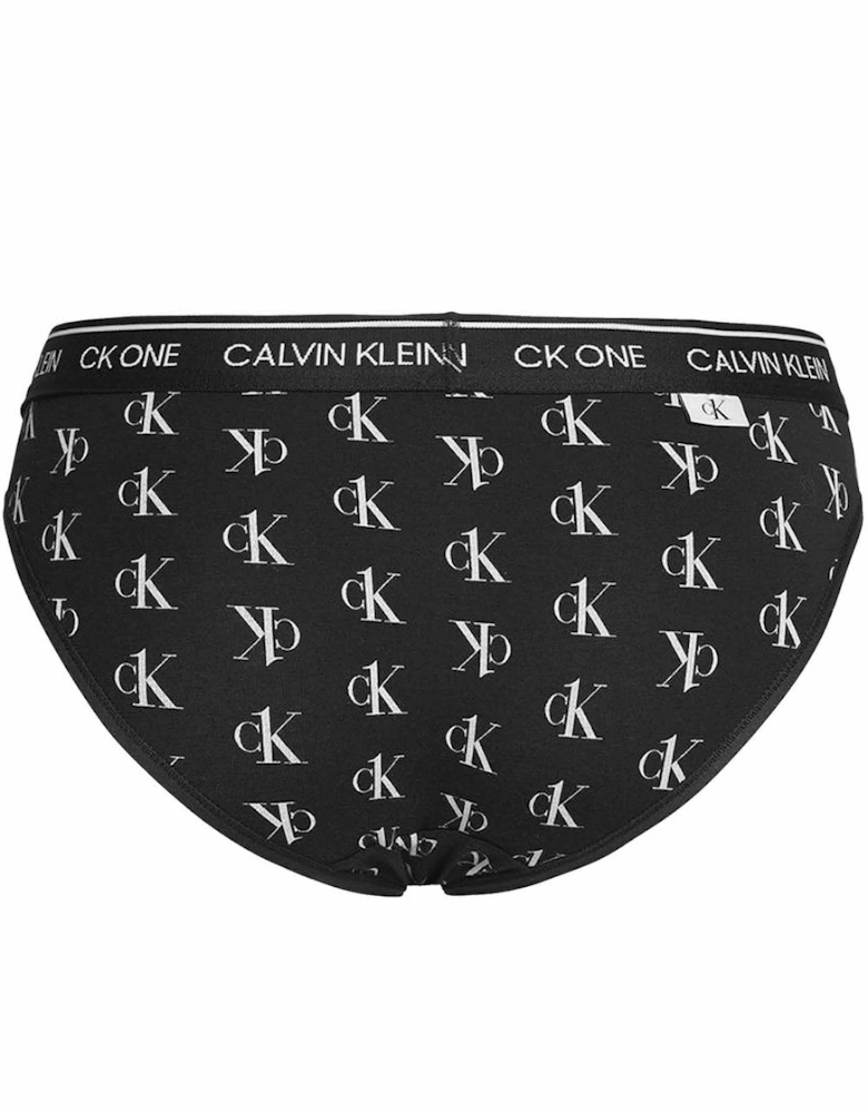 CK One Cotton Modal Blend Bikini Brief, Staggered Logo/Black