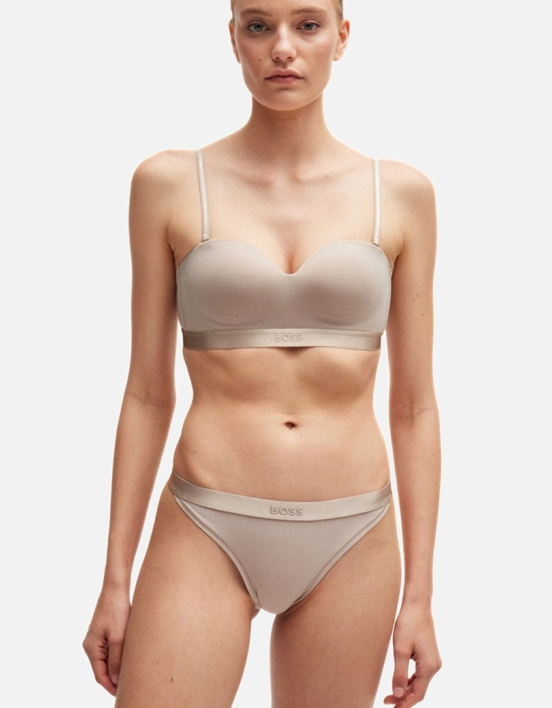 Bea Cotton Modal Padded Triangle Bra, Light Beige