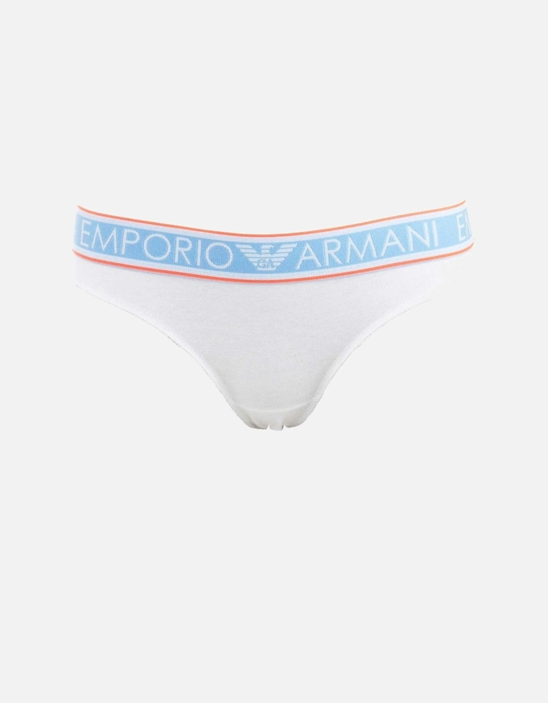 Visibility Pop Lines Stretch Cotton Thong, White / Orange Trim