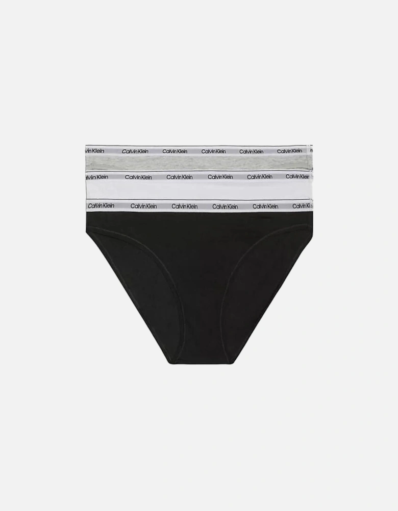 3-Pack Modern Logo Bikini Briefs, Black/White/Grey