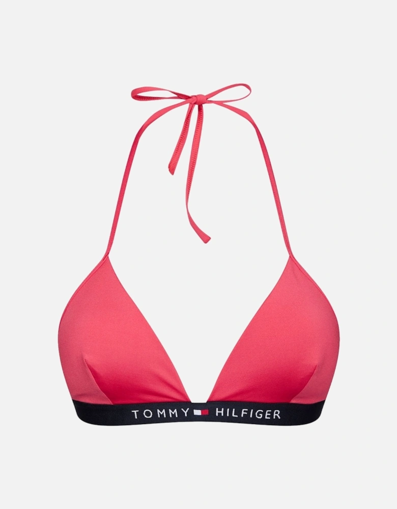 Fixed Triangle Logo Bikini Top, Laser Pink