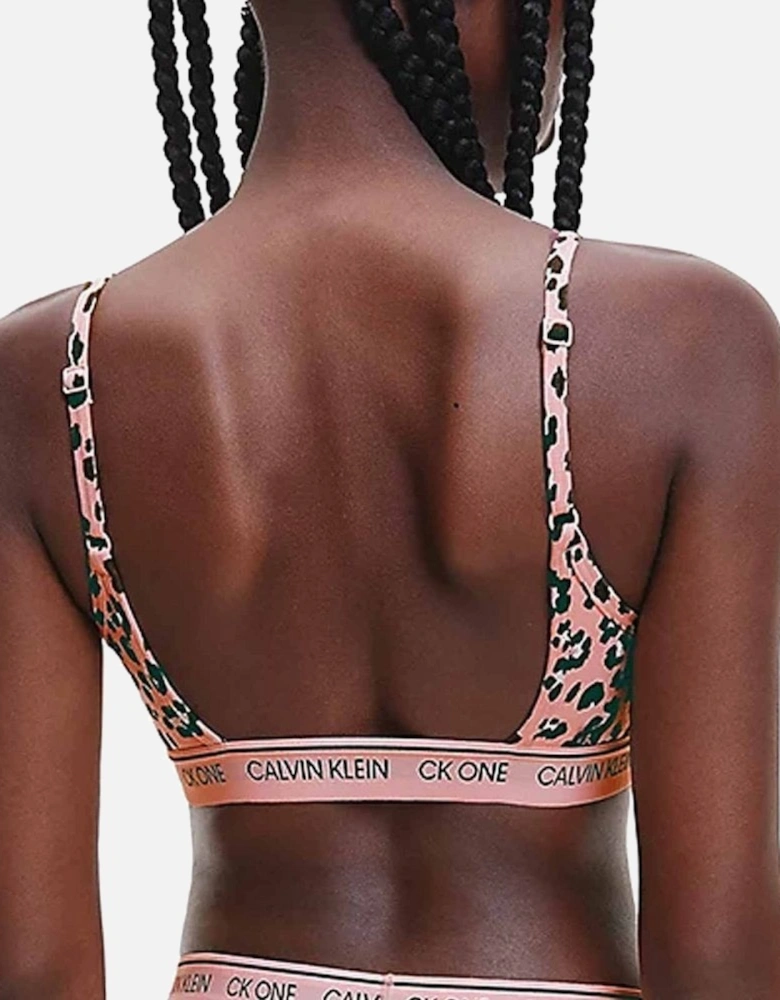 CK One Cotton Modal Blend String Bralette, Stephen Leopard Print/Peach Melba