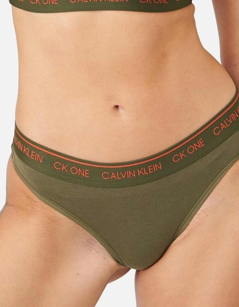 CK One Cotton Modal Blend Thong, Muted Pine