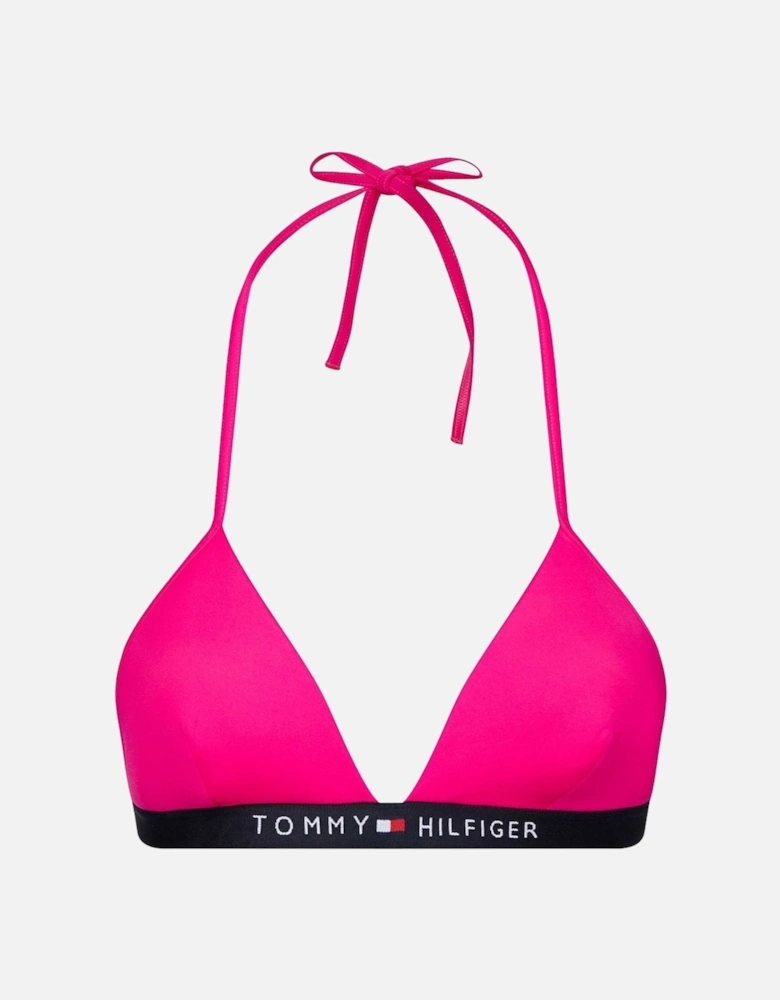 Fixed Triangle Logo Swim Bikini Top, Pink Glo