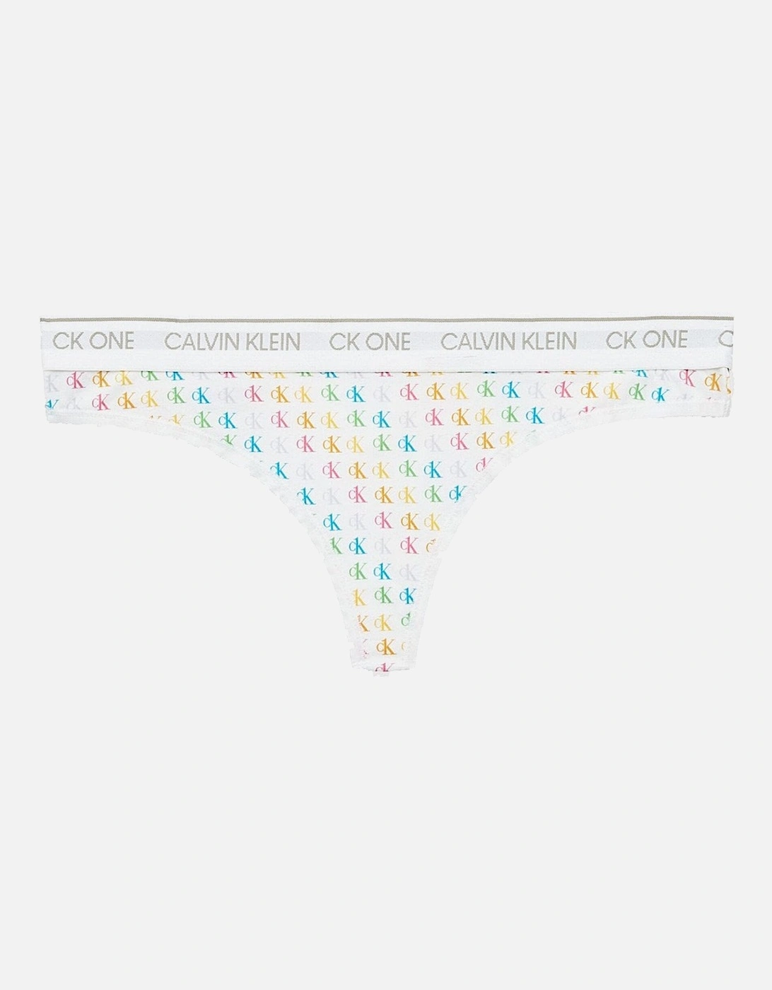 CK One Cotton Modal Blend Thong, Pride Colours Mini CK1 Logo Print, 3 of 2